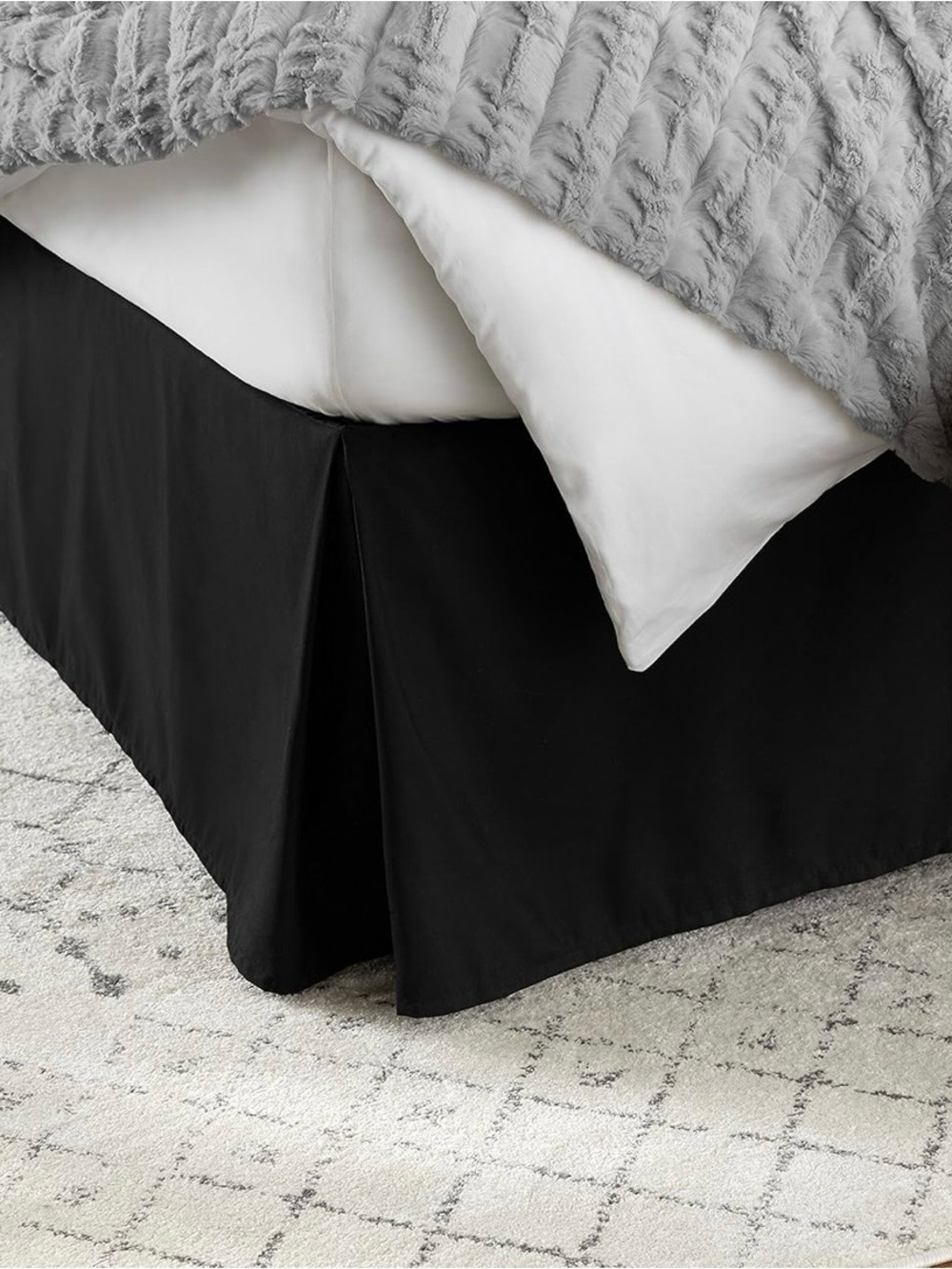 King Size Black Bed Skirt - Classic Solid Black Bed Skirt